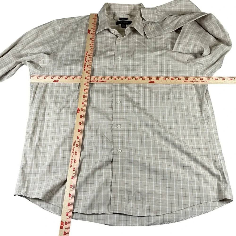 Pronto Uomo Mens XXL Tan Plaid Non-Iron Cotton Long Sleeve Dress Shirt Button Up
